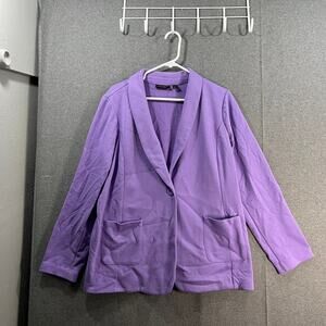 Susan Graver Weekend Regular Marina Knit Blazer Dried Lavender X-Large